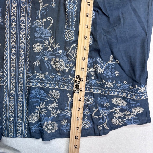 Savanna Jane Embroidered Blue Tassel Tunic Top Plus Size 1X Western New - Picture 5 of 8